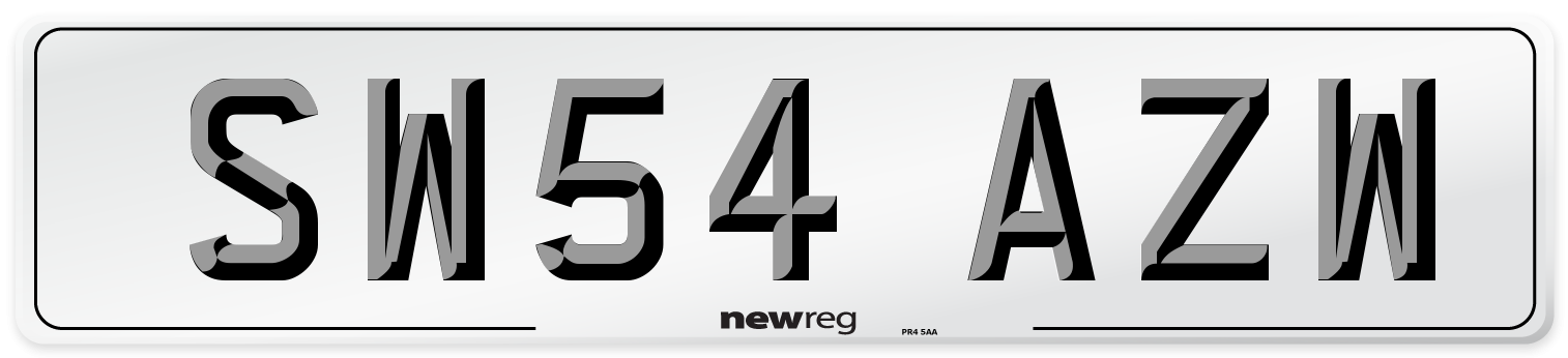 SW54 AZW Number Plate from New Reg